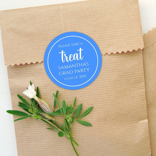 卒業式シンプルミニマリストAzure Blue Treat ラウンドシール