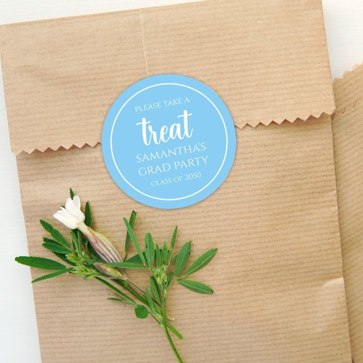 卒業式シンプルミニマリストCarolina Blue Treat ラウンドシール