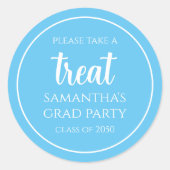 卒業式シンプルミニマリストCarolina Blue Treat ラウンドシール (正面)