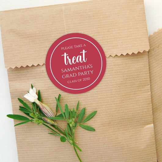 卒業式シンプルミニマル（鳥）ショウジョウコウカンチョウレッドトリート ラウンドシール