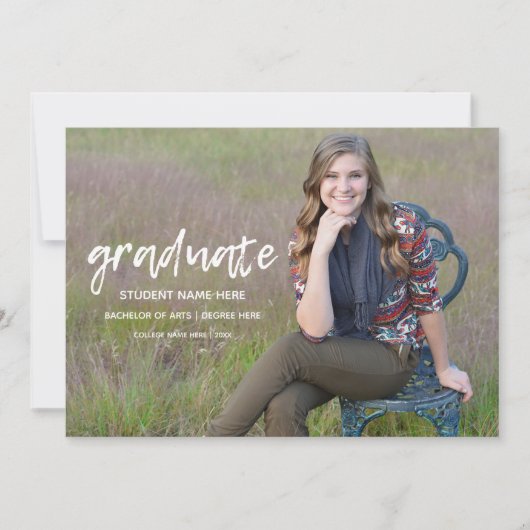 卒業式シンプルモダン発表カード 案内状 (正面)