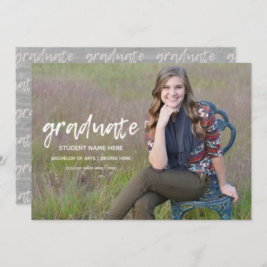 卒業式シンプルモダン発表カード 案内状 (正面/裏面)