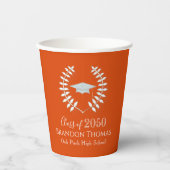 卒業式シンプルモータモダンルボードオレンジ 紙コップ (正面)