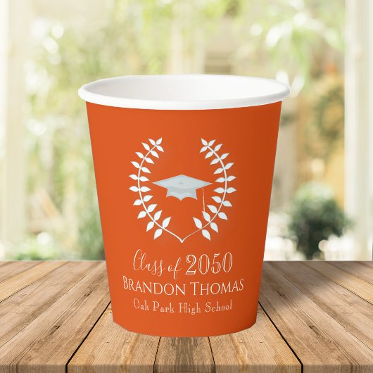 卒業式シンプルモータモダンルボードオレンジ 紙コップ