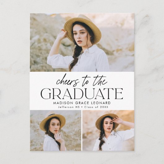 卒業式スクリプト3写真卒業パーティーへの応援 インビテーションポストカード (正面)