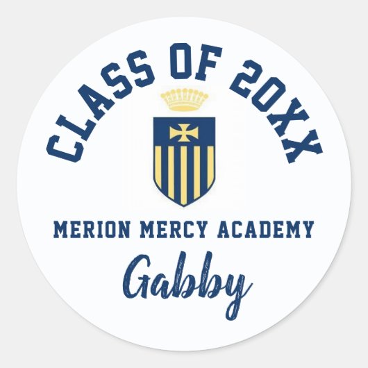 卒業式ステッカーMerion Mercy Academyカスタム, Academy ラウンドシール (正面)