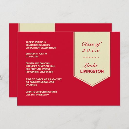 卒業式ストール平招待状 招待状 (正面/裏面)