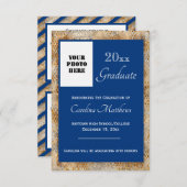 卒業式スパークルストライプーズ・ブルー卒業 案内状 (正面/裏面)