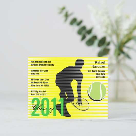 卒業式スポーツパーティの招待状テニス 招待状 (スタンド正面)