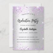 卒業式スミレ紫のキラキラ 招待状 (正面)