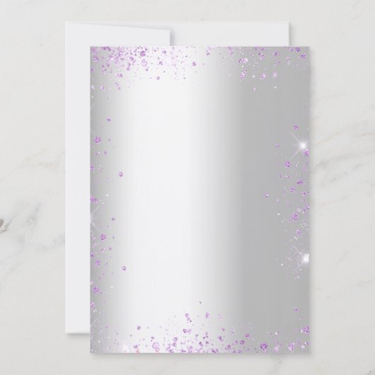 卒業式スミレ紫のキラキラ 招待状 (裏面)