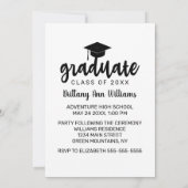 卒業式セーブザデートブラックタイポグラフィホワイト 案内状 (裏面)