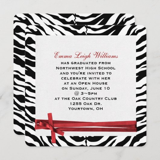 卒業式ゼブラフレーム 招待状 (正面/裏面)