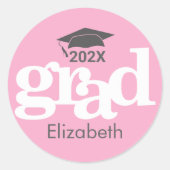 卒業式ソフトピンクはっきりしたタイポグラフィシンプルモダン ラウンドシール (正面)