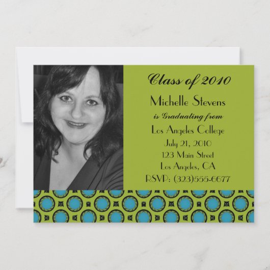 卒業式ターコイズグリーン 招待状 (正面)