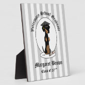 卒業式ダシュント犬（黒とタン）かわいい フォトプラーク (側面)