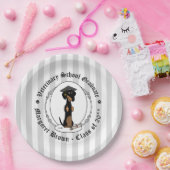 卒業式ダシュント犬（黒とタン）かわいい ペーパープレート (パーティー)