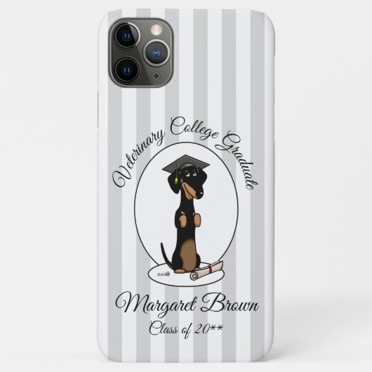 卒業式ダシュント犬(黒とタン)かわいい Case-Mate iPhoneケース (裏面)