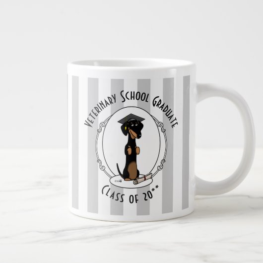 卒業式ダックスシュント（黒とタン） – かわいい犬 ジャンボコーヒーマグカップ (右)