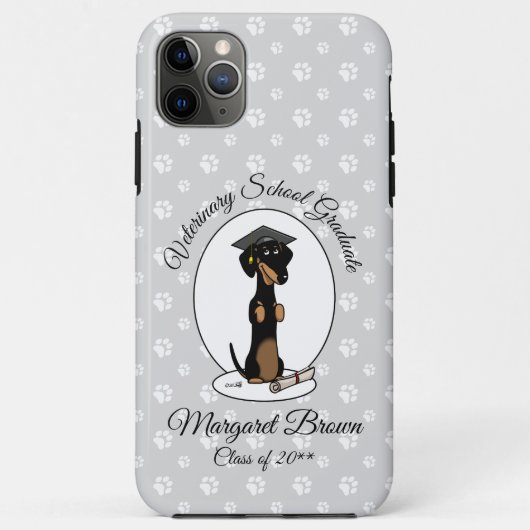 卒業式ダックスシュント(黒とタン) – かわいい犬 Case-Mate iPhoneケース (裏面)