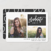 卒業式ツイン写真付き作業写真 案内状 (正面/裏面)