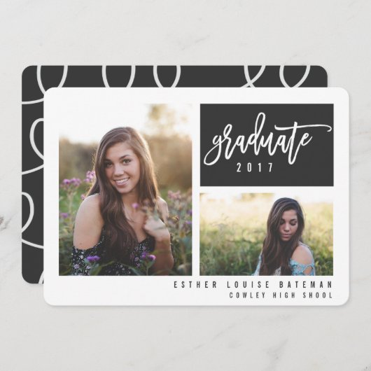 卒業式ツイン写真付き作業写真 案内状 (正面/裏面)