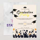 卒業式デジタル招待状テンプレート - 現代的な卒業式のスタイル 招待状 (正面/裏面)