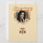 卒業式ナーススクールのグルーヴパーソナライズされたィーピー 招待状 (裏面)