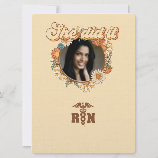 卒業式ナーススクールのグルーヴパーソナライズされたィーピー 招待状 (裏面)