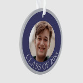 卒業式ネイビーブルーシニア写真記念 オーナメント (正面)