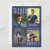 卒業式ネイビーメタリック5写真 案内状 (正面)