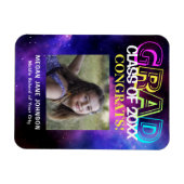 卒業式ネオングロー中学校の卒業写真 マグネット (横)