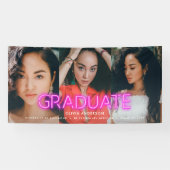 卒業式ネオンブラックピンクの写真モダンパーティー 横断幕 (横)