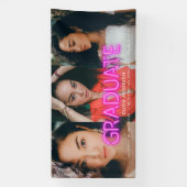 卒業式ネオンブラックピンクの写真モダンパーティー 横断幕 (縦)