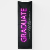 卒業式ネオンブラックピンクの写真モダンパーティー 横断幕 (縦)