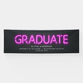 卒業式ネオンブラックピンクの写真モダンパーティー 横断幕 (横)