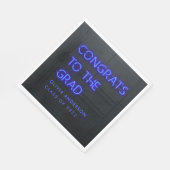 卒業式ネオンブルータイポグラフィモダンおめでとうs スタンダードランチョンナプキン (角)