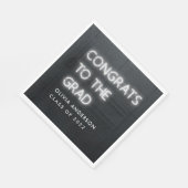 卒業式ネオンホワイトタイポグラフィモダンおめでとう スタンダードランチョンナプキン (角)