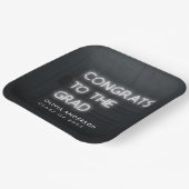 卒業式ネオンホワイトタイポグラフィモダンおめでとう ペーパープレート (傾斜あり)