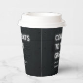 卒業式ネオンホワイトタイポグラフィモダンおめでとう 紙コップ (右)