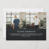 卒業式ネオン白黒おめでとうモダン写真 (裏面)