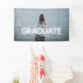 卒業式ネオン白黒写真モダンパーティー 横断幕 (インサイチュ)