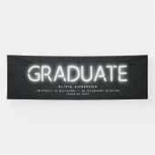 卒業式ネオン白黒写真モダンパーティー 横断幕 (横)