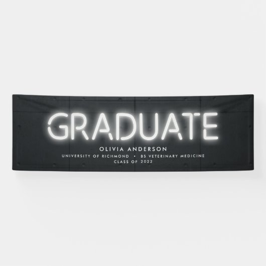 卒業式ネオン白黒写真モダンパーティー 横断幕 (横)