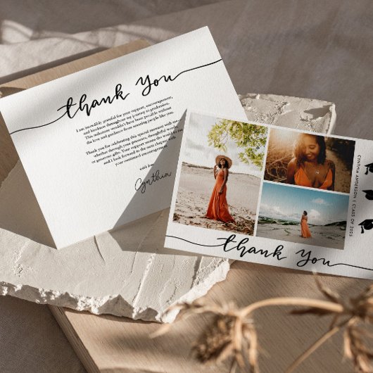 卒業式ハットありがとうスクリプトグラッドフォト 招待状