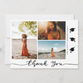 卒業式ハットありがとうスクリプトグラッドフォト 招待状 (正面)