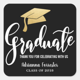 卒業式ハットフェイクゴールドフォイル |黒 スクエアシール