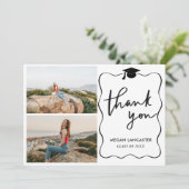 卒業式ハットリボンフレームありがとう | スクリプト サンキューカード (スタンド正面)