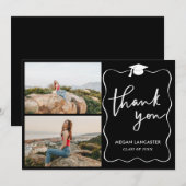 卒業式ハットリボン | ブラック | サンキュー | スクリプト (正面/裏面)