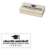 卒業式ハットレトロフォントはっきりした差出人住所 ラバースタンプ (押印)